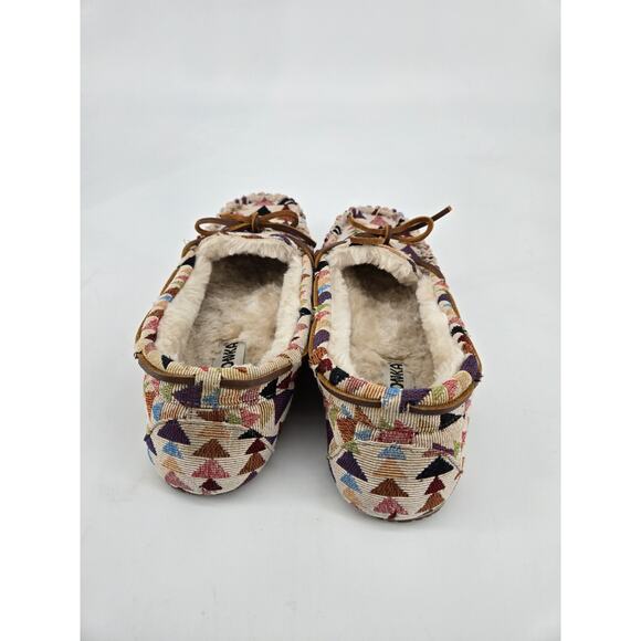 Minnetonka Lodge Trapper Faux Fur Lined Kaleidoscope Print Slippers 44341 Sz 7 - Picture 8 of 10